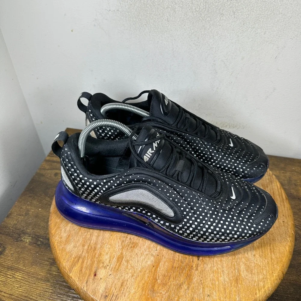 Nike Air Max 720 Mens Black Metallic Silver Blue AO2924-013 Running Shoes 10